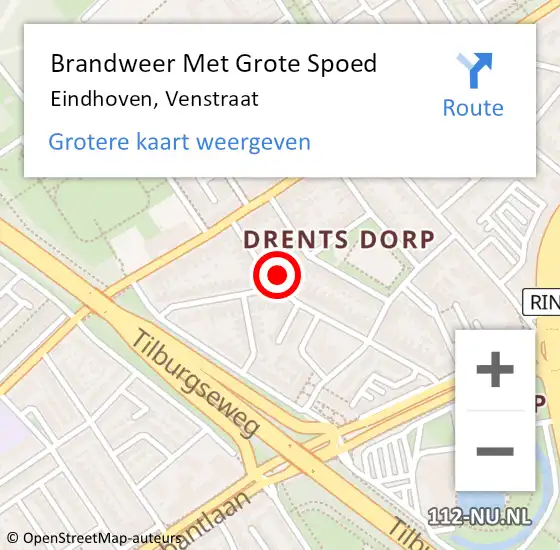 Locatie op kaart van de 112 melding: Brandweer Met Grote Spoed Naar Eindhoven, Venstraat op 27 december 2021 00:43