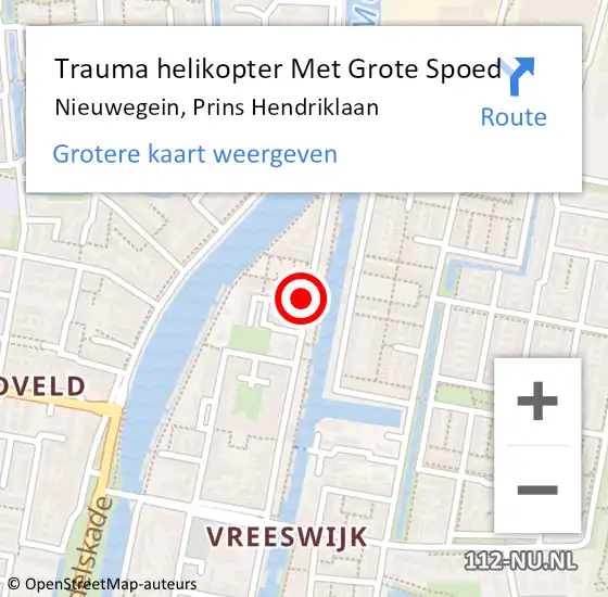 Locatie op kaart van de 112 melding: Trauma helikopter Met Grote Spoed Naar Nieuwegein, Prins Hendriklaan op 27 december 2021 00:53