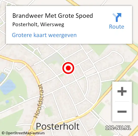 Locatie op kaart van de 112 melding: Brandweer Met Grote Spoed Naar Posterholt, Wiersweg op 27 december 2021 01:19