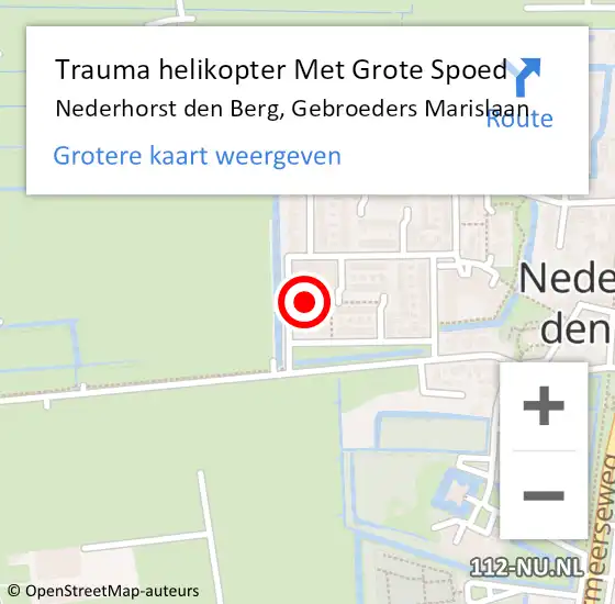 Locatie op kaart van de 112 melding: Trauma helikopter Met Grote Spoed Naar Nederhorst den Berg, Gebroeders Marislaan op 27 december 2021 01:40