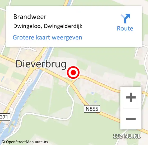 Locatie op kaart van de 112 melding: Brandweer Dwingeloo, Dwingelderdijk op 27 december 2021 01:42