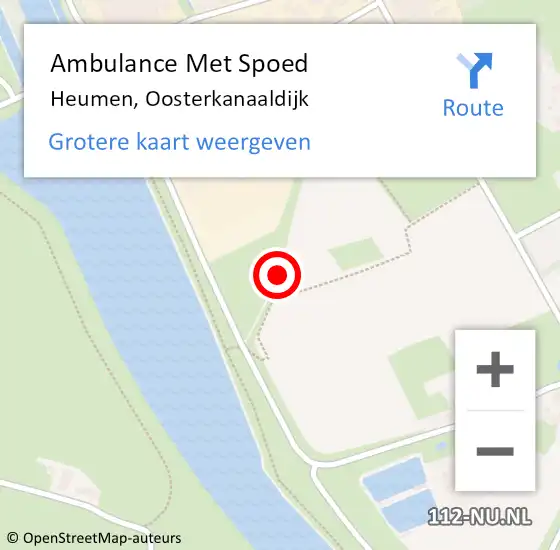 Locatie op kaart van de 112 melding: Ambulance Met Spoed Naar Heumen, Oosterkanaaldijk op 27 december 2021 01:46