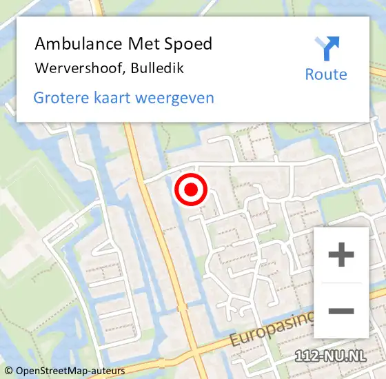 Locatie op kaart van de 112 melding: Ambulance Met Spoed Naar Wervershoof, Bulledik op 27 december 2021 01:56