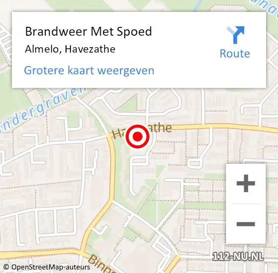 Locatie op kaart van de 112 melding: Brandweer Met Spoed Naar Almelo, Havezathe op 27 december 2021 02:12