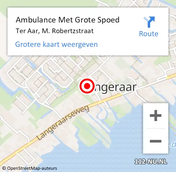 Locatie op kaart van de 112 melding: Ambulance Met Grote Spoed Naar Ter Aar, M. Robertzstraat op 27 december 2021 02:39