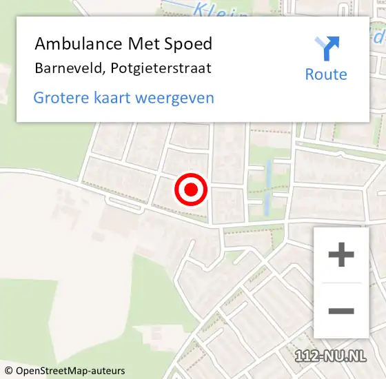 Locatie op kaart van de 112 melding: Ambulance Met Spoed Naar Barneveld, Potgieterstraat op 27 december 2021 05:18