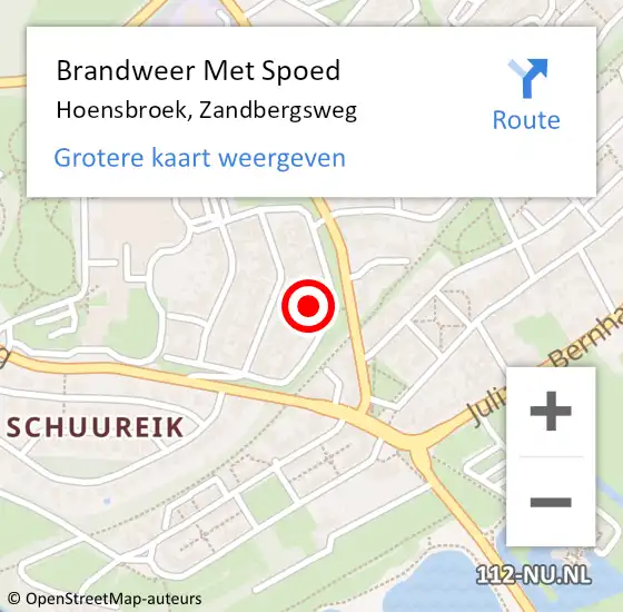 Locatie op kaart van de 112 melding: Brandweer Met Spoed Naar Hoensbroek, Zandbergsweg op 27 december 2021 06:07