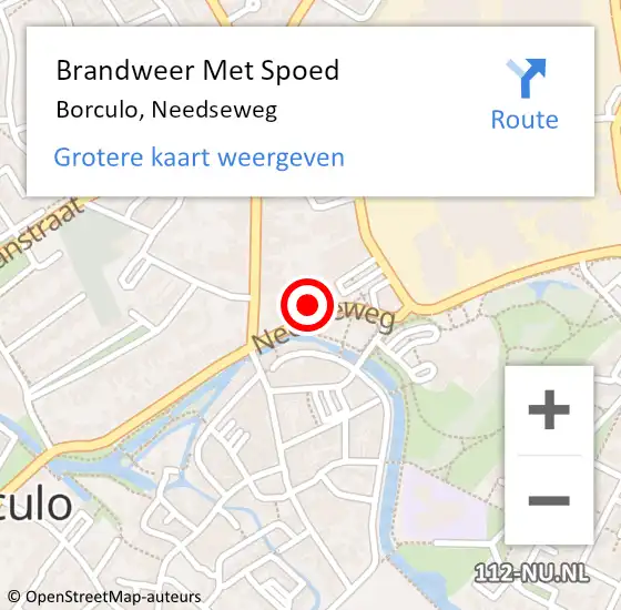 Locatie op kaart van de 112 melding: Brandweer Met Spoed Naar Borculo, Needseweg op 27 december 2021 06:22