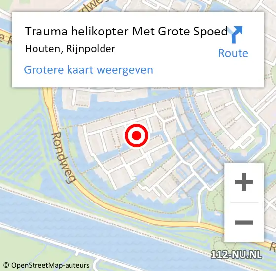 Locatie op kaart van de 112 melding: Trauma helikopter Met Grote Spoed Naar Houten, Rijnpolder op 27 december 2021 06:28