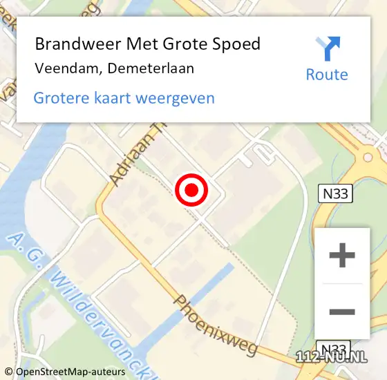 Locatie op kaart van de 112 melding: Brandweer Met Grote Spoed Naar Veendam, Demeterlaan op 27 december 2021 07:03