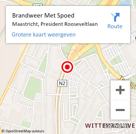 Locatie op kaart van de 112 melding: Brandweer Met Spoed Naar Maastricht, President Rooseveltlaan op 27 december 2021 07:07