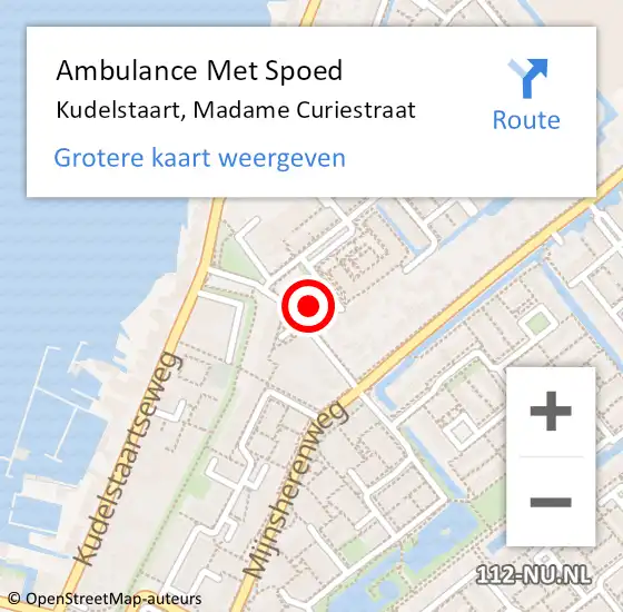 Locatie op kaart van de 112 melding: Ambulance Met Spoed Naar Kudelstaart, Madame Curiestraat op 27 december 2021 07:42