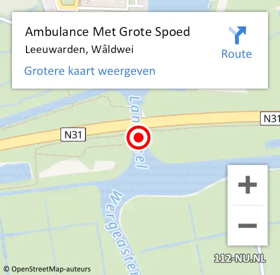 Locatie op kaart van de 112 melding: Ambulance Met Grote Spoed Naar Leeuwarden, Wâldwei op 27 december 2021 07:46