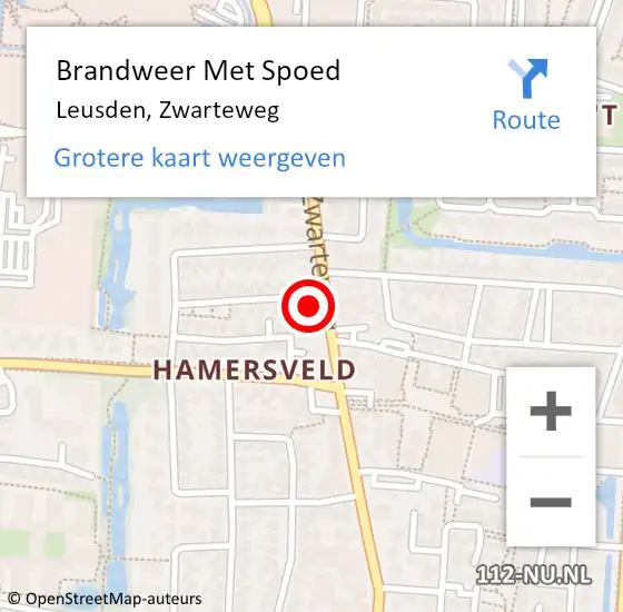 Locatie op kaart van de 112 melding: Brandweer Met Spoed Naar Leusden, Zwarteweg op 27 december 2021 07:51