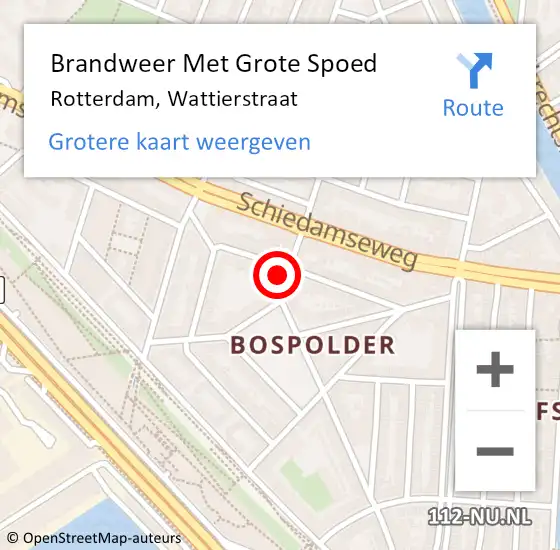 Locatie op kaart van de 112 melding: Brandweer Met Grote Spoed Naar Rotterdam, Wattierstraat op 27 december 2021 07:53