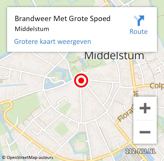 Locatie op kaart van de 112 melding: Brandweer Met Grote Spoed Naar Middelstum op 27 december 2021 07:57