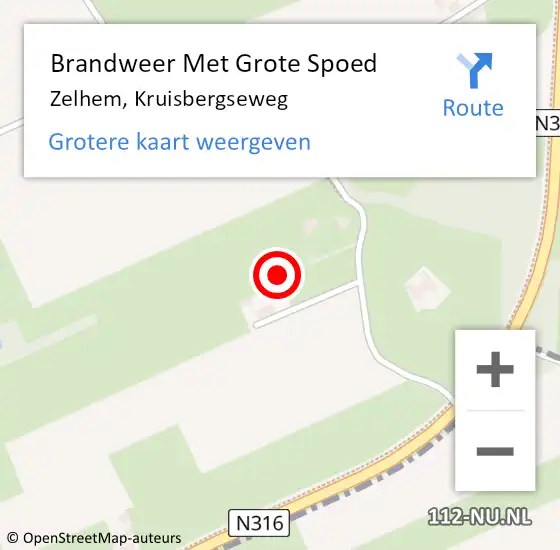 Locatie op kaart van de 112 melding: Brandweer Met Grote Spoed Naar Zelhem, Kruisbergseweg op 27 december 2021 08:04