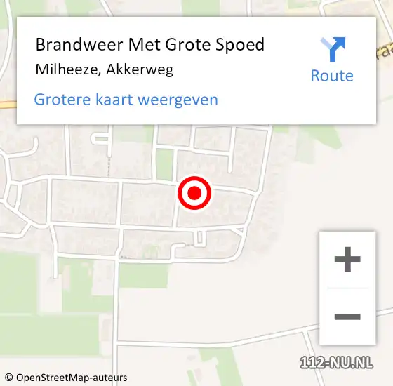 Locatie op kaart van de 112 melding: Brandweer Met Grote Spoed Naar Milheeze, Akkerweg op 27 december 2021 08:07