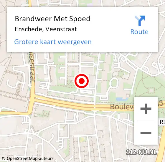 Locatie op kaart van de 112 melding: Brandweer Met Spoed Naar Enschede, Veenstraat op 27 december 2021 09:08