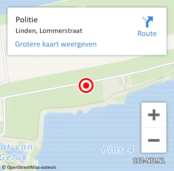 Locatie op kaart van de 112 melding: Politie Linden, Lommerstraat op 27 december 2021 09:25