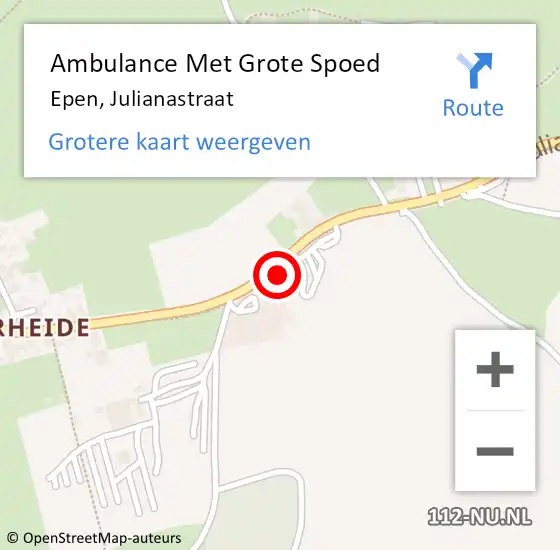 Locatie op kaart van de 112 melding: Ambulance Met Grote Spoed Naar Epen, Julianastraat op 3 juli 2014 13:45