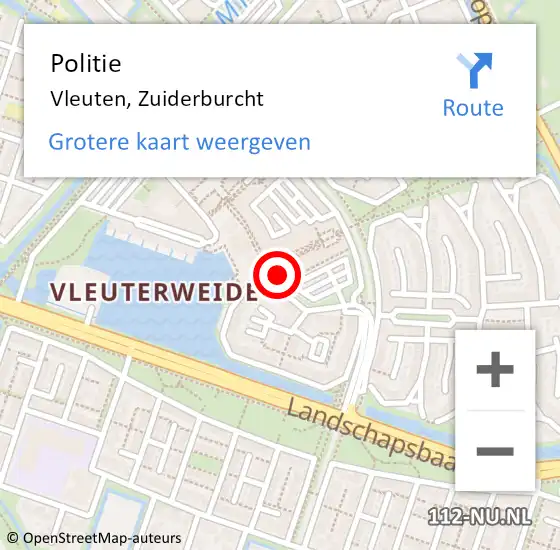 Locatie op kaart van de 112 melding: Politie Vleuten, Zuiderburcht op 27 december 2021 11:01