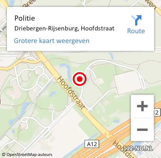 Locatie op kaart van de 112 melding: Politie Driebergen-Rijsenburg, Hoofdstraat op 27 december 2021 11:27