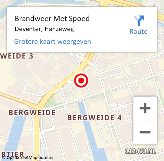 Locatie op kaart van de 112 melding: Brandweer Met Spoed Naar Deventer, Hanzeweg op 27 december 2021 11:48