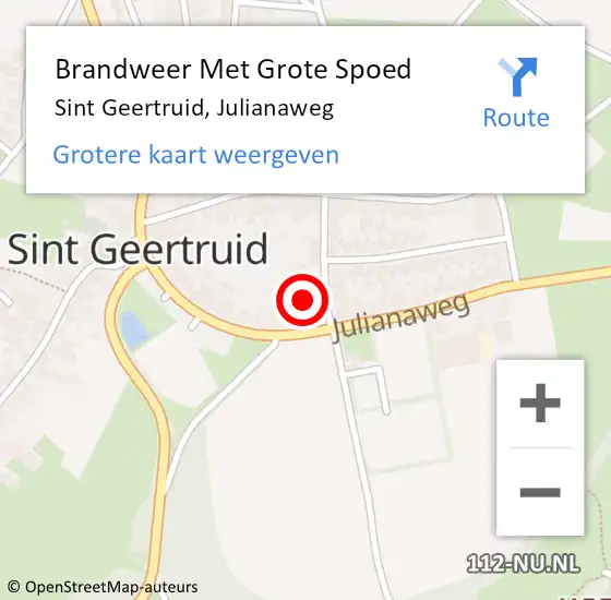 Locatie op kaart van de 112 melding: Brandweer Met Grote Spoed Naar Sint Geertruid, Julianaweg op 27 december 2021 11:53