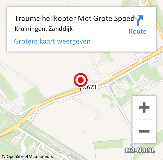 Locatie op kaart van de 112 melding: Trauma helikopter Met Grote Spoed Naar Kruiningen, Zanddijk op 27 december 2021 12:03