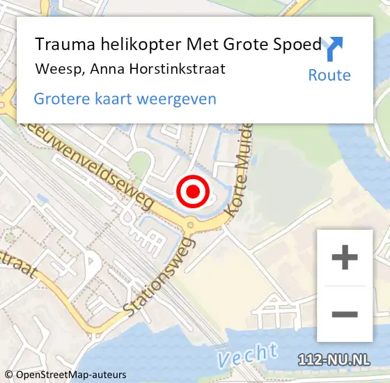 Locatie op kaart van de 112 melding: Trauma helikopter Met Grote Spoed Naar Weesp, Anna Horstinkstraat op 27 december 2021 12:04