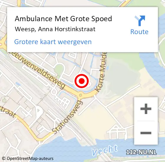 Locatie op kaart van de 112 melding: Ambulance Met Grote Spoed Naar Weesp, Anna Horstinkstraat op 27 december 2021 12:05