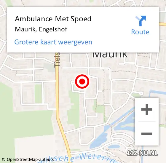 Locatie op kaart van de 112 melding: Ambulance Met Spoed Naar Maurik, Engelshof op 27 december 2021 12:09