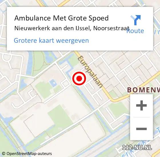 Locatie op kaart van de 112 melding: Ambulance Met Grote Spoed Naar Nieuwerkerk aan den IJssel, Noorsestraat op 3 juli 2014 13:56