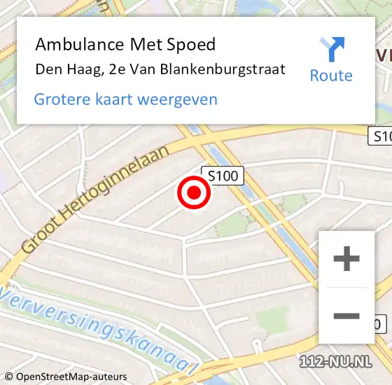 Locatie op kaart van de 112 melding: Ambulance Met Spoed Naar Den Haag, 2e Van Blankenburgstraat op 27 december 2021 12:50