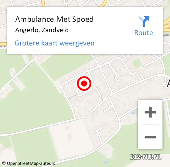 Locatie op kaart van de 112 melding: Ambulance Met Spoed Naar Angerlo, Zandveld op 27 december 2021 13:11