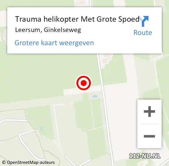 Locatie op kaart van de 112 melding: Trauma helikopter Met Grote Spoed Naar Leersum, Ginkelseweg op 27 december 2021 13:28
