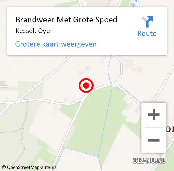 Locatie op kaart van de 112 melding: Brandweer Met Grote Spoed Naar Kessel, Oyen op 27 december 2021 13:53