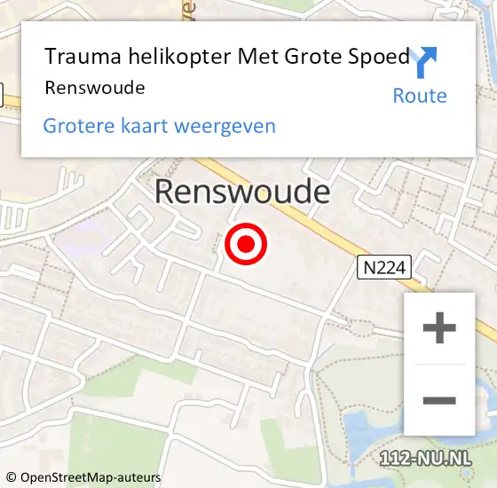 Locatie op kaart van de 112 melding: Trauma helikopter Met Grote Spoed Naar Renswoude op 27 december 2021 13:58