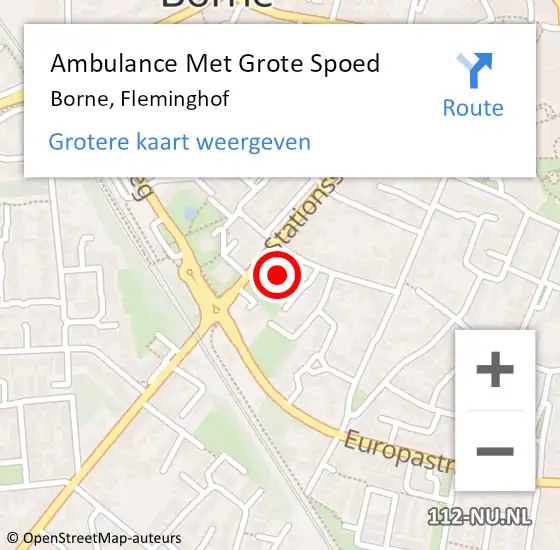 Locatie op kaart van de 112 melding: Ambulance Met Grote Spoed Naar Borne, Fleminghof op 27 december 2021 14:08