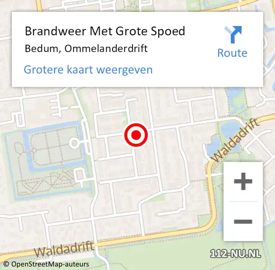 Locatie op kaart van de 112 melding: Brandweer Met Grote Spoed Naar Bedum, Ommelanderdrift op 27 december 2021 14:15