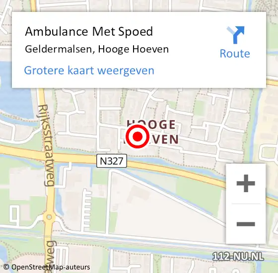 Locatie op kaart van de 112 melding: Ambulance Met Spoed Naar Geldermalsen, Hooge Hoeven op 27 december 2021 14:15