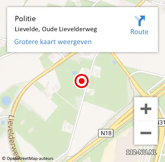 Locatie op kaart van de 112 melding: Politie Lievelde, Oude Lievelderweg op 27 december 2021 14:18