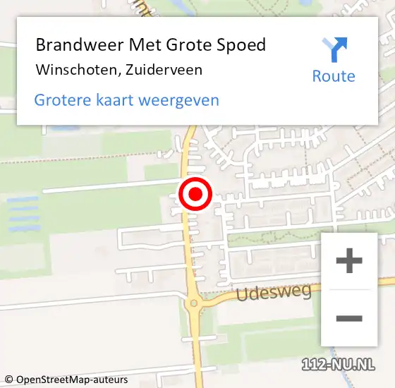 Locatie op kaart van de 112 melding: Brandweer Met Grote Spoed Naar Winschoten, Zuiderveen op 27 december 2021 14:27