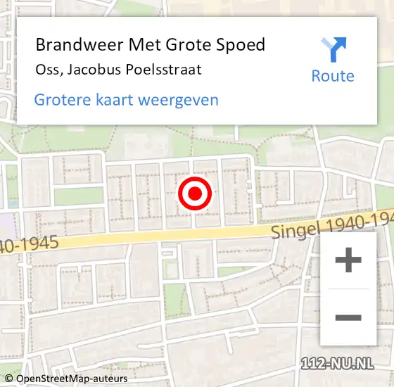 Locatie op kaart van de 112 melding: Brandweer Met Grote Spoed Naar Oss, Jacobus Poelsstraat op 27 december 2021 14:34