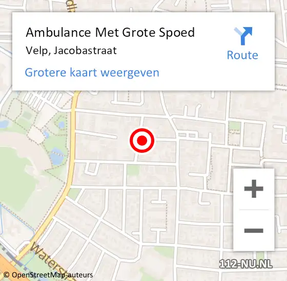 Locatie op kaart van de 112 melding: Ambulance Met Grote Spoed Naar Velp, Jacobastraat op 27 december 2021 14:34