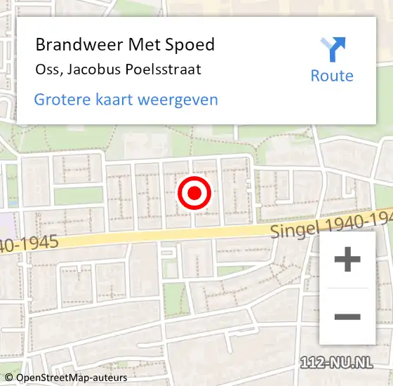 Locatie op kaart van de 112 melding: Brandweer Met Spoed Naar Oss, Jacobus Poelsstraat op 27 december 2021 14:36