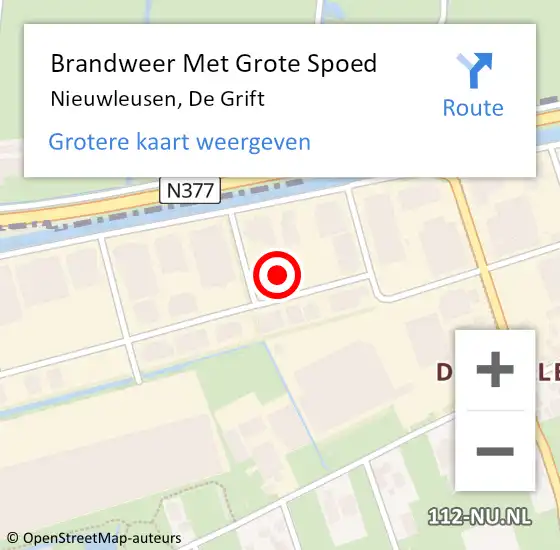 Locatie op kaart van de 112 melding: Brandweer Met Grote Spoed Naar Nieuwleusen, De Grift op 27 december 2021 14:38