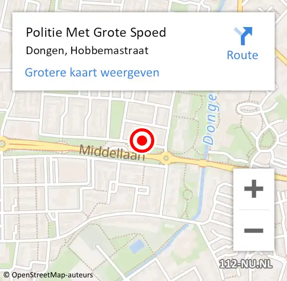 Locatie op kaart van de 112 melding: Politie Met Grote Spoed Naar Dongen, Hobbemastraat op 27 december 2021 14:38