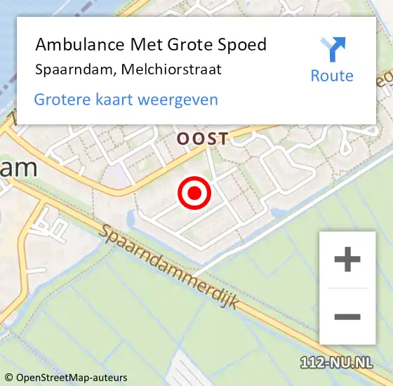 Locatie op kaart van de 112 melding: Ambulance Met Grote Spoed Naar Spaarndam, Melchiorstraat op 27 december 2021 14:47